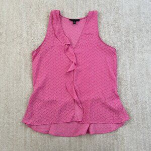 Banana Republic Factory Sleeveless Ruffle Flowy Work Blouse Top S Pink